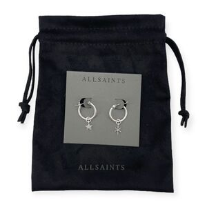 ~All Saints Star Moon Charm Huggie Hoop Earring NWT